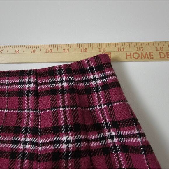 Red Black Vintage Plaid Tartan Clueless Preppy  Wool Skirt Academia Career USA 4 - Picture 7 of 13